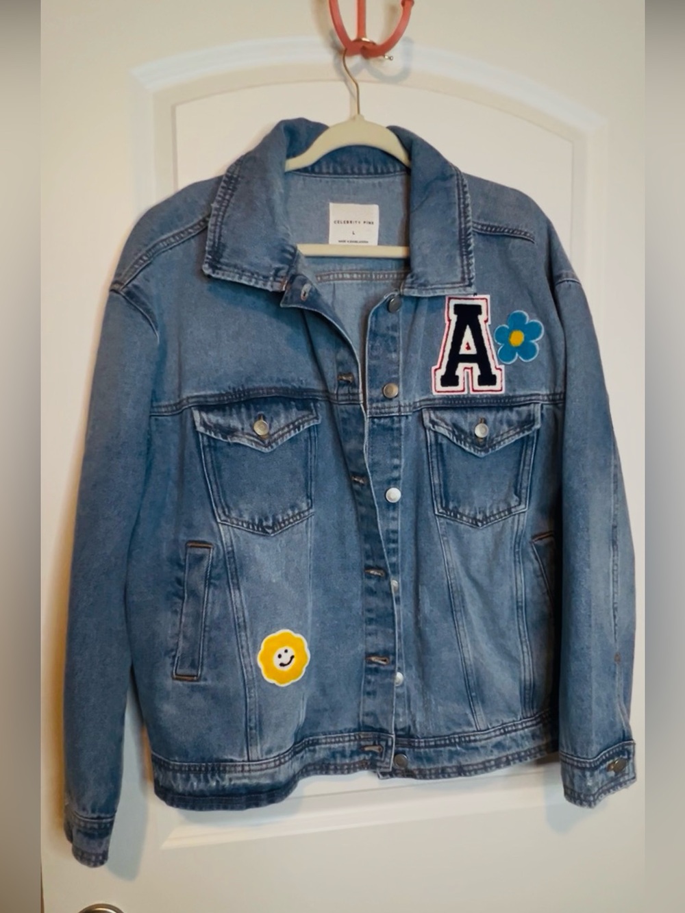 Celebrity Pink Kids Light Blue Denim Jacket with Patch Details
